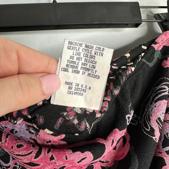 NWT Bundle of Joy Women's Vintage Black and Pink Floral‎ A-Line Skirt Size M - Picture 4 of 7